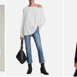 White Off Shoulder Long Batwing Sleeves Tee.‎ Size L(190)